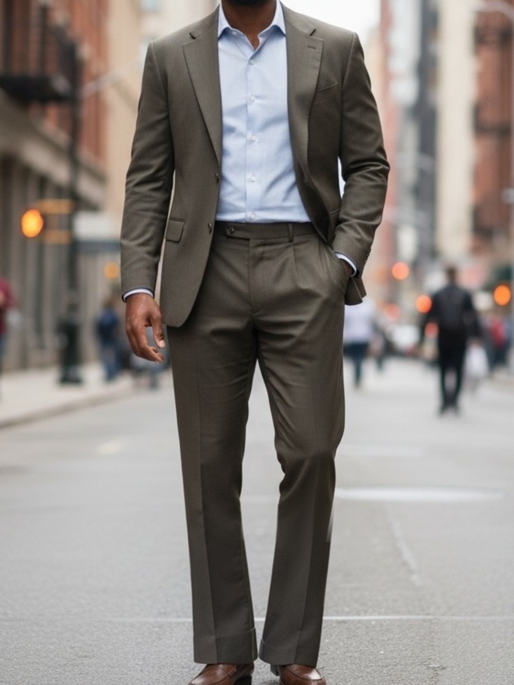 46R Kuppenheimer Suit - 2 Button Dark Brown. Pants included.